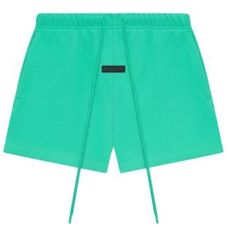 Fog Essentials Mint Leaf Shorts front view with logo print