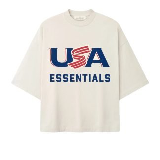 Essentials USA T shirt front view in soft cotton