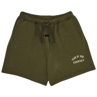 Fear of God Essentials Fleece Shorts Military front view
