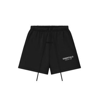 black essentials shorts sweatshirt front view