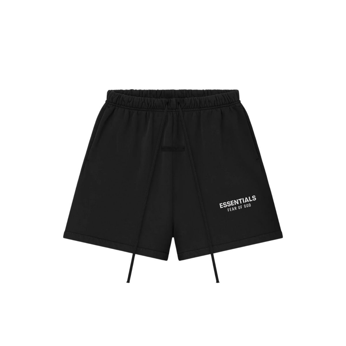 black essentials shorts sweatshirt front view