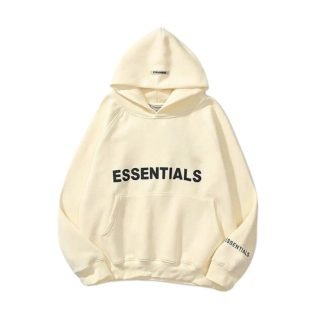 essentials oversized cream hoodie front view uk