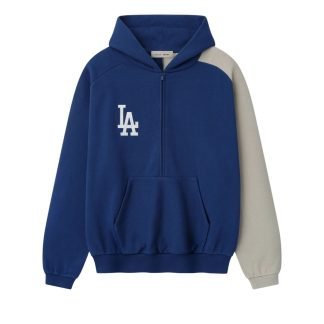 essentials dodgers half zip hoodie front view uk