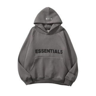 essentials oversized hoodie gray front view uk