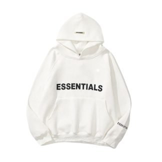 essentials oversized hoodie white front view uk